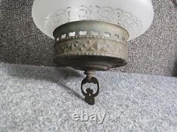 Antique Victorian Etched glaass Hall lamp Floral design