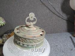 Antique Victorian Etched glaass Hall lamp Floral design