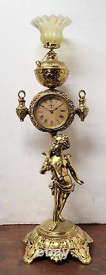 Antique Victorian Figural Cherub CIGAR LIGHTER Oil Lamp Clock Tobacconist Store