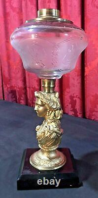 Antique Victorian Figural Maiden Kero / Oil Lamp