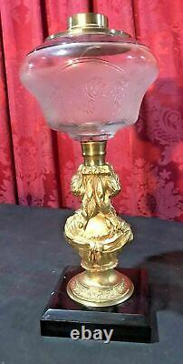 Antique Victorian Figural Maiden Kero / Oil Lamp