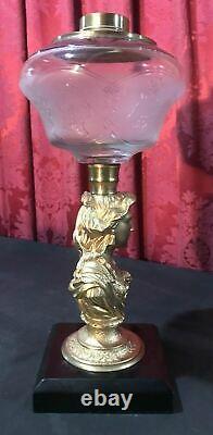 Antique Victorian Figural Maiden Kero / Oil Lamp