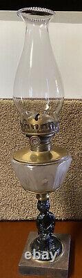 Antique Victorian Figural Oil Lamp Climax Burner