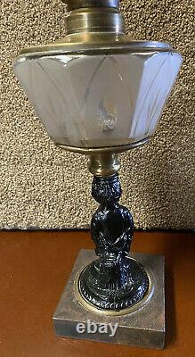 Antique Victorian Figural Oil Lamp Climax Burner