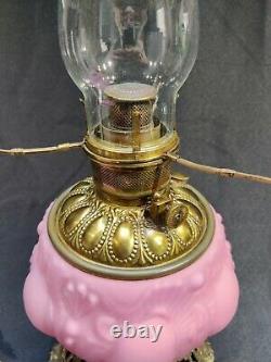 Antique Victorian Fostoria Consolidated cased glass GWTW parlor oil lamp banquet