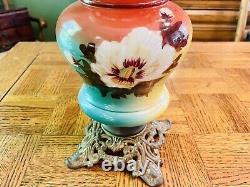 Antique Victorian GWTW Hand Painted Parlor Oil Lamp No. 271 Works