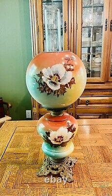 Antique Victorian GWTW Hand Painted Parlor Oil Lamp No. 271 Works