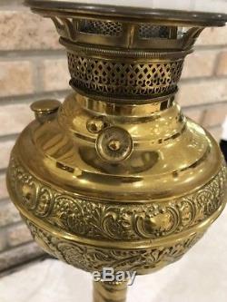 Antique Victorian GWTW Juno No 2 Oil Brass Lamp Edward Miller Signed Base 1890s