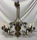 Antique Victorian Gilt Brass Bronze Kerosene Oil Lamp Chandelier 10 Light Elec