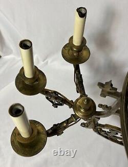 Antique Victorian Gilt Brass Bronze Kerosene Oil Lamp Chandelier 10 Light Elec