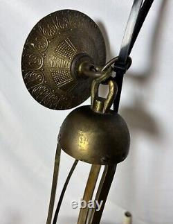 Antique Victorian Gilt Brass Bronze Kerosene Oil Lamp Chandelier 10 Light Elec