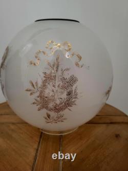 Antique Victorian Glass Dragon Ball Shade Globe GWTW Banquet Oil Kerosene Lamp