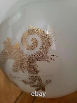 Antique Victorian Glass Dragon Ball Shade Globe GWTW Banquet Oil Kerosene Lamp