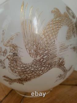 Antique Victorian Glass Dragon Ball Shade Globe GWTW Banquet Oil Kerosene Lamp