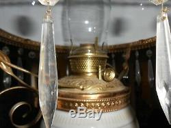 Antique Victorian Gone With The Wind Hanging Electric- Oil Lamp