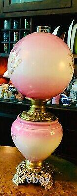 Antique Victorian Gone With The Wind Oil Lamp (gwtw Parlor Lamp)