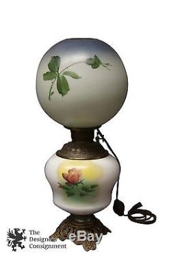 Antique Victorian Hand Painted 22 Gone with the Wind Converted Oil Table Lamp