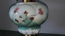 Antique Victorian Hand Painted Climax Oil Lamp Milk Glass Excellent Condition