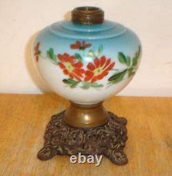 Antique Victorian Hand Painted GWTW Oil Lamp Font & Globe (No Burner or Chimney)