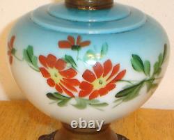 Antique Victorian Hand Painted GWTW Oil Lamp Font & Globe (No Burner or Chimney)