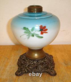 Antique Victorian Hand Painted GWTW Oil Lamp Font & Globe (No Burner or Chimney)
