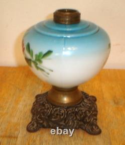 Antique Victorian Hand Painted GWTW Oil Lamp Font & Globe (No Burner or Chimney)
