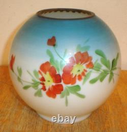 Antique Victorian Hand Painted GWTW Oil Lamp Font & Globe (No Burner or Chimney)