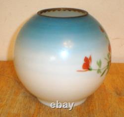 Antique Victorian Hand Painted GWTW Oil Lamp Font & Globe (No Burner or Chimney)