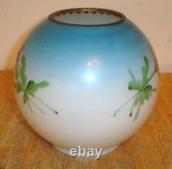 Antique Victorian Hand Painted GWTW Oil Lamp Font & Globe (No Burner or Chimney)