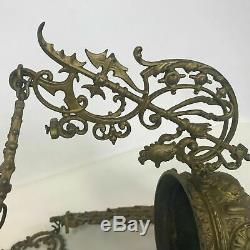Antique Victorian Hanging Metal Ornate Oil Chandelier Plant Ceiling Lamp Holder
