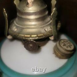 Antique Victorian Hanging Oil Lamp Chandelier Glass Shade Prisms