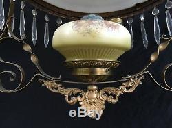 Antique Victorian Hanging Oil Lamp Horse Carriage Art Gorgeous