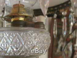 Antique Victorian Hanging Oil Lamp with floral shade, Converted to Electric