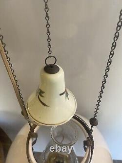 Antique Victorian Hanging Oil Library Parlor Lamp