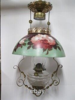 Antique Victorian Hanging Oil Parlor/Library lamp Pat'd Aug 23, 1892