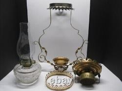 Antique Victorian Hanging Oil Parlor/Library lamp Pat'd Aug 23, 1892