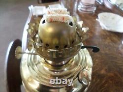 Antique Victorian Hanging Parlor Oil Lamp Ruby Shade and Crystal Prisms