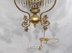 Antique Victorian John Scott Electrified Crystal Prism Chandelier Oil Lamp Gwtw