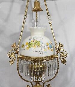 Antique Victorian John Scott Electrified Crystal Prism Chandelier Oil Lamp Gwtw