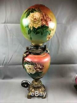 Antique Victorian Jumbo GWTW Parlor Banquet Electrified Oil Lamp