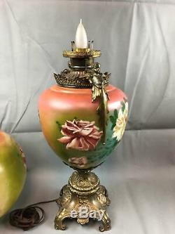 Antique Victorian Jumbo GWTW Parlor Banquet Electrified Oil Lamp