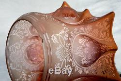 Antique Victorian Neoclassical Silver Plated Oil Lamp Pink/Peach Etched Shade