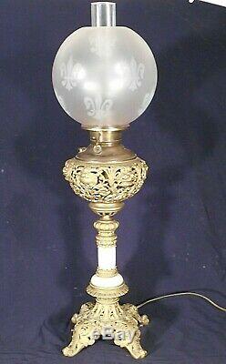 Antique Victorian Oil Gwtw Banquet Lamp-now Electrified