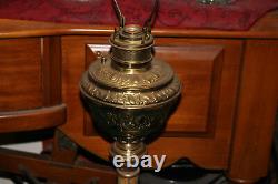 Antique Victorian Oil Kerosene Converted Lamp Brass Metal Detailed