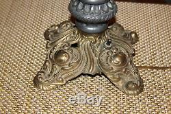 Antique Victorian Oil Lamp Converted Electric Angels Cherubs Gilded Gold Metal