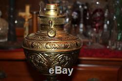 Antique Victorian Oil Lamp Converted Electric Angels Cherubs Gilded Gold Metal