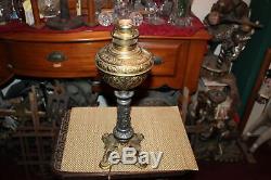 Antique Victorian Oil Lamp Converted Electric Angels Cherubs Gilded Gold Metal