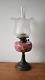 Antique Victorian Oil Lamp with Chimney and Shade Hand Painted Glass Reservoir E