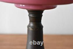 Antique Victorian Oil Lamp with Chimney and Shade Hand Painted Glass Reservoir E