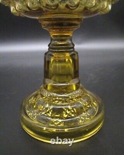 Antique Victorian Old 1880s CENTRAL HOBNAIL Amber Glass Oil Kerosene Lamp EAPG
